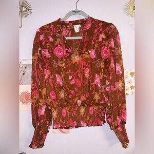 Joie Swiss Dot Floral Boho Blouse Like New Sz sm NWOT